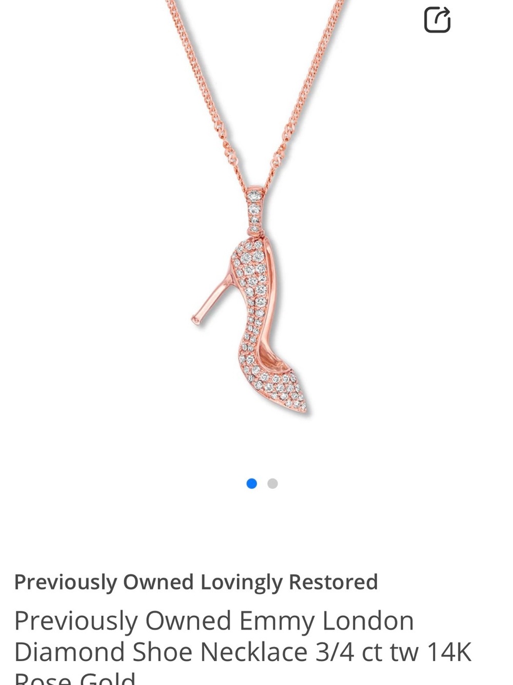 Pre-owned Emmy London 3/4 CTW Natural Diamond Shoe Necklace 14K Rose Gold